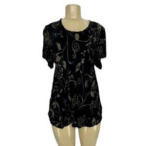 URU Kristine St. Rrik Burn Out Velvet Art To Wear Top One Size Silk Blend PS1